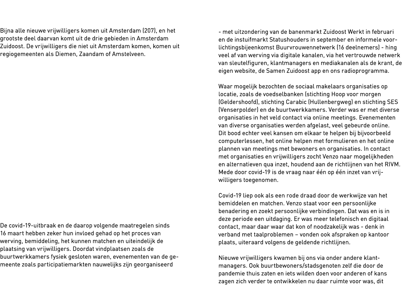   Bijna alle nieuwe vrijwilligers komen uit Amsterdam (207), en het grootste deel daarvan komt uit de drie gebieden i   